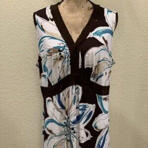 Enfocus Studio Brown and Blue Floral Maxi Dress